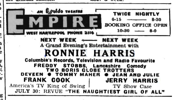 ron Hartlepool Northern Daily Mail 21 July 1956
